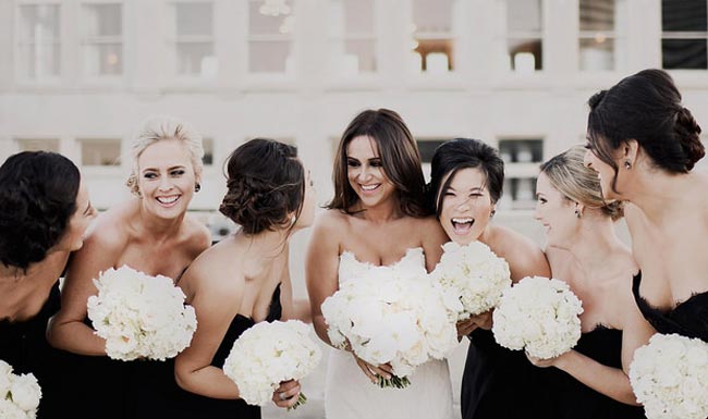 bridesmaids bouquets white flower bouquets black and white wedding classic wedding creative wedding ideas ricardo tomas weddings event planner